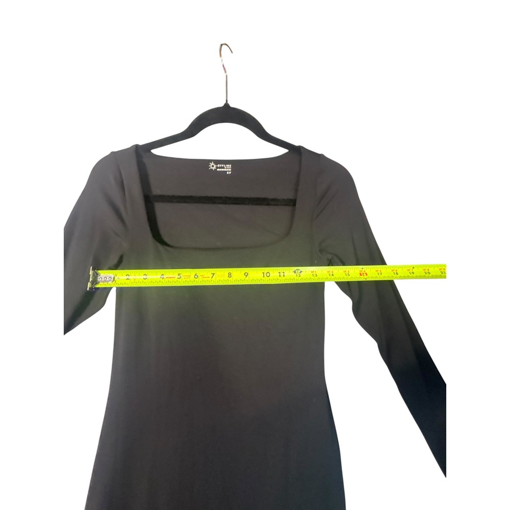 OFFLINE by Aerie Real Me Xtra Black Long Sleeve Square Neck Maxi Dress Small - Picture 5 of 6